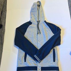 Old Navy cotton varsity jacket knit hood mediUM NWOT